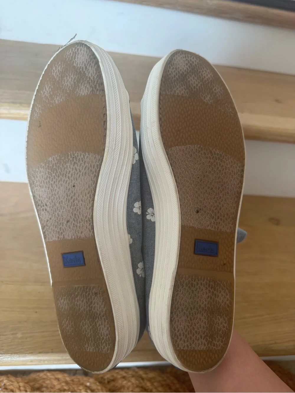 Keds Gray Canvas Floral Platform Sneakers